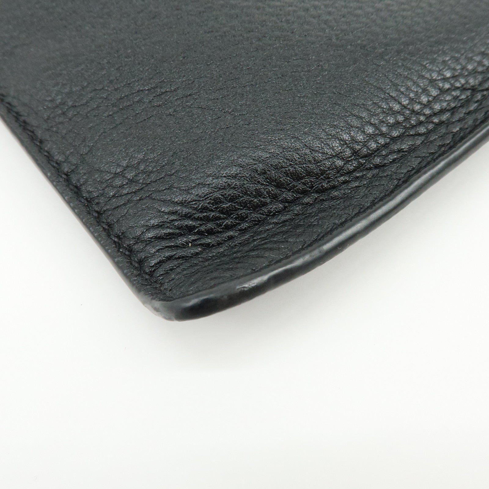 PRADA Triangle Logo Calf Leather Clutch Bag Flat Pouch Black 2VN013