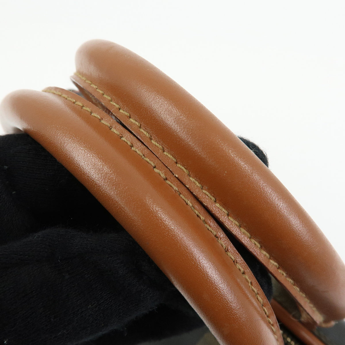 FENDI Pequin PVC Leather Boston Bag Hand Bag Brown Beige Black