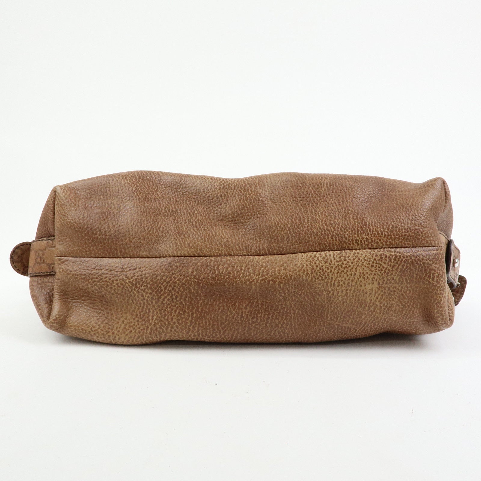 GUCCI Bamboo Embossed Leather Boston Bag Hand Bag Brown 232959