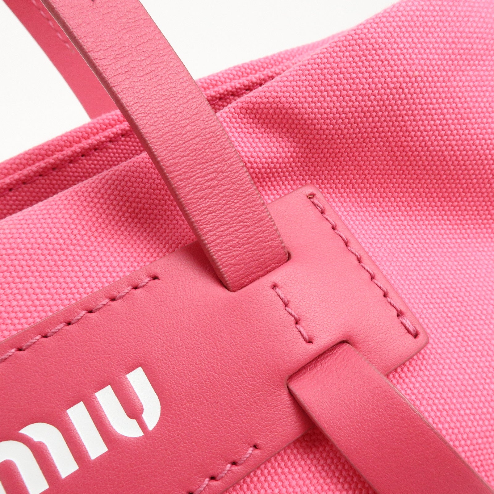 MIU MIU Canvas Leather Tote Bag Shoulder Bag Pink 5BG116