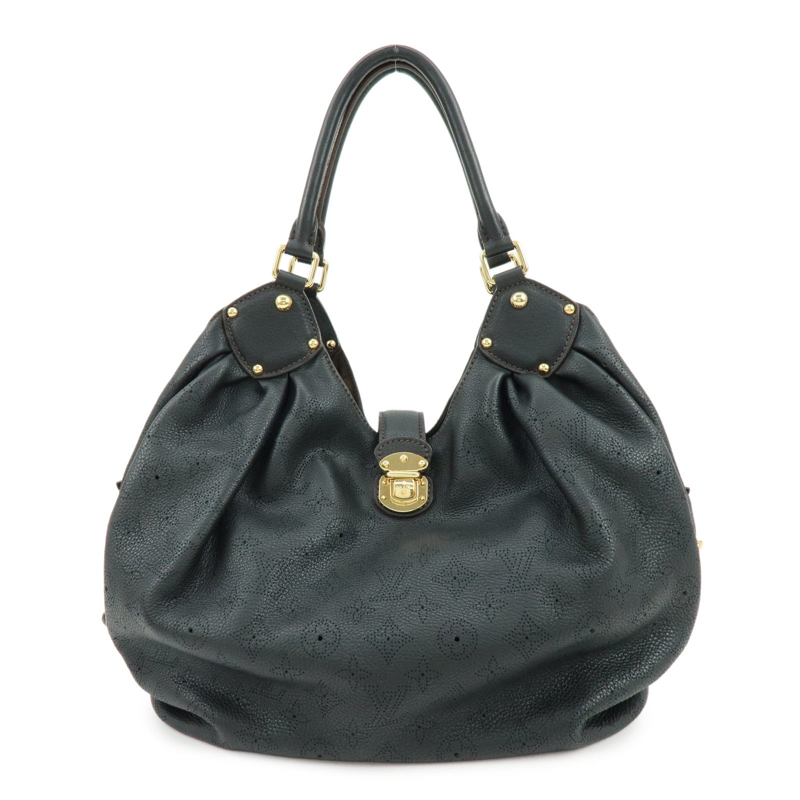 Louis Vuitton Monogram Mahina L Leather Shoulder Bag Noir Black M95765