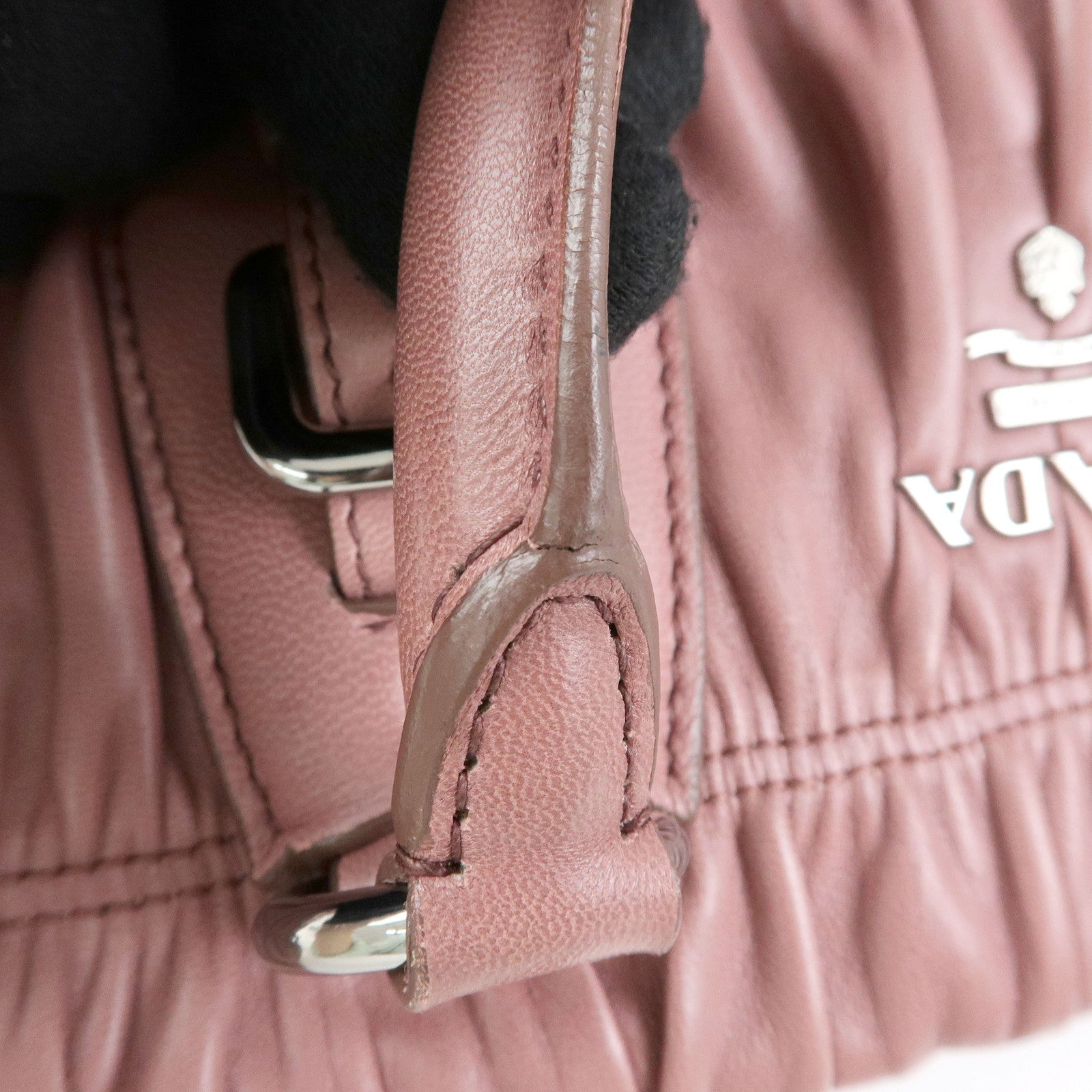 PRADA Logo Nappa Leather 2Way Bag Hand Bag Shoulder Bag Pink