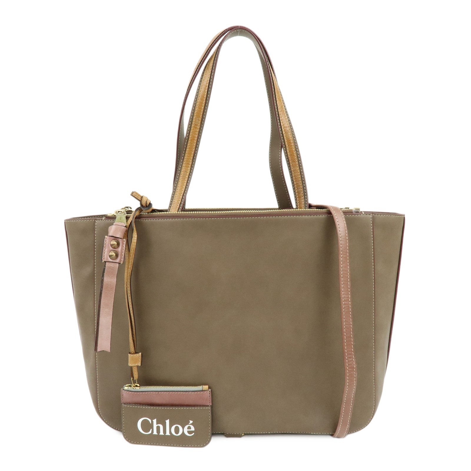 Chloe Sam Leather 2Way Bag Hand Bag Shoulder Bag Greige