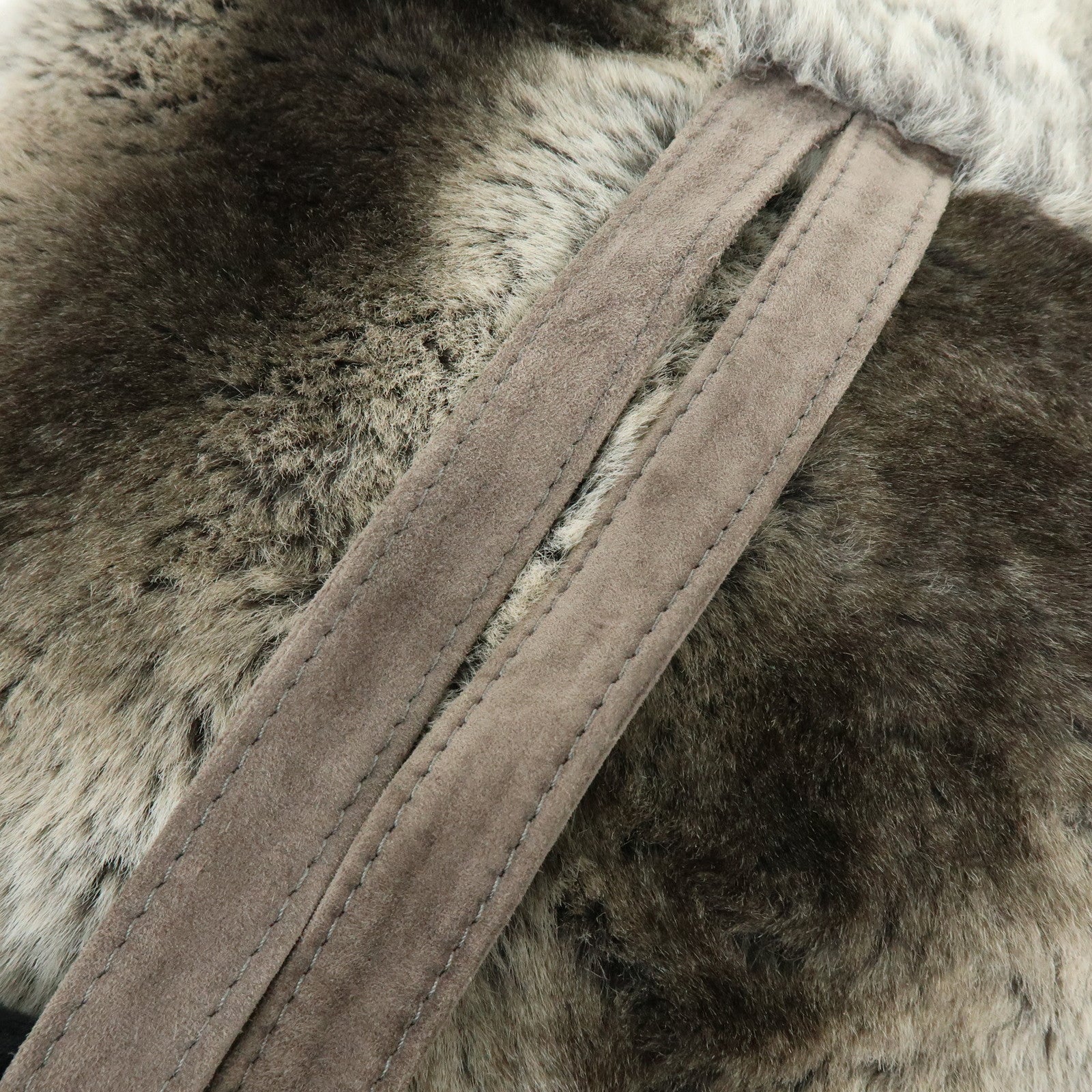 FENDI Zucca Mink like Fur Suede Backpack Rucksuck Gray