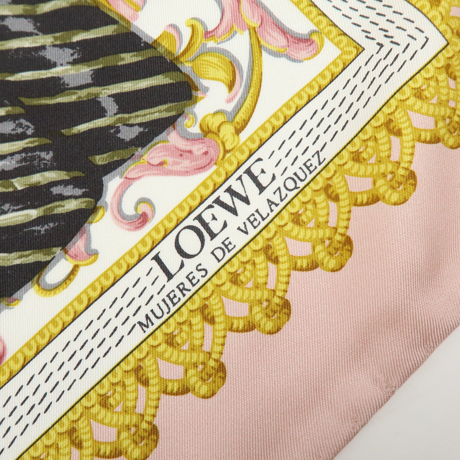 LOEWE Set of 2 Silk 100% Scarf VELAZQUEZ Paisley Pink Gold