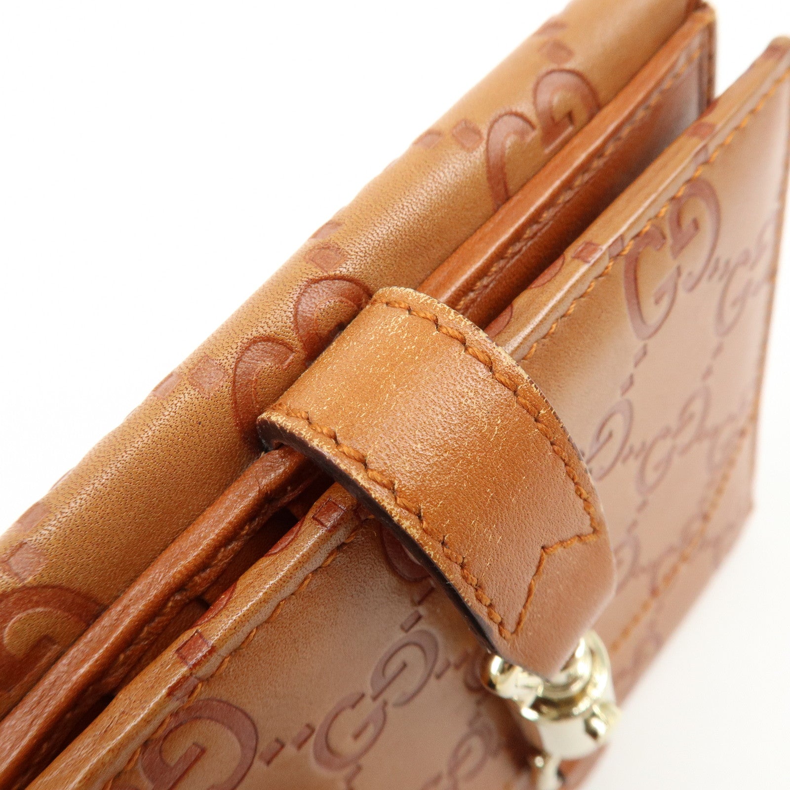 GUCCI New Jackie Guccissima Leather Compact Wallet Brown 141435