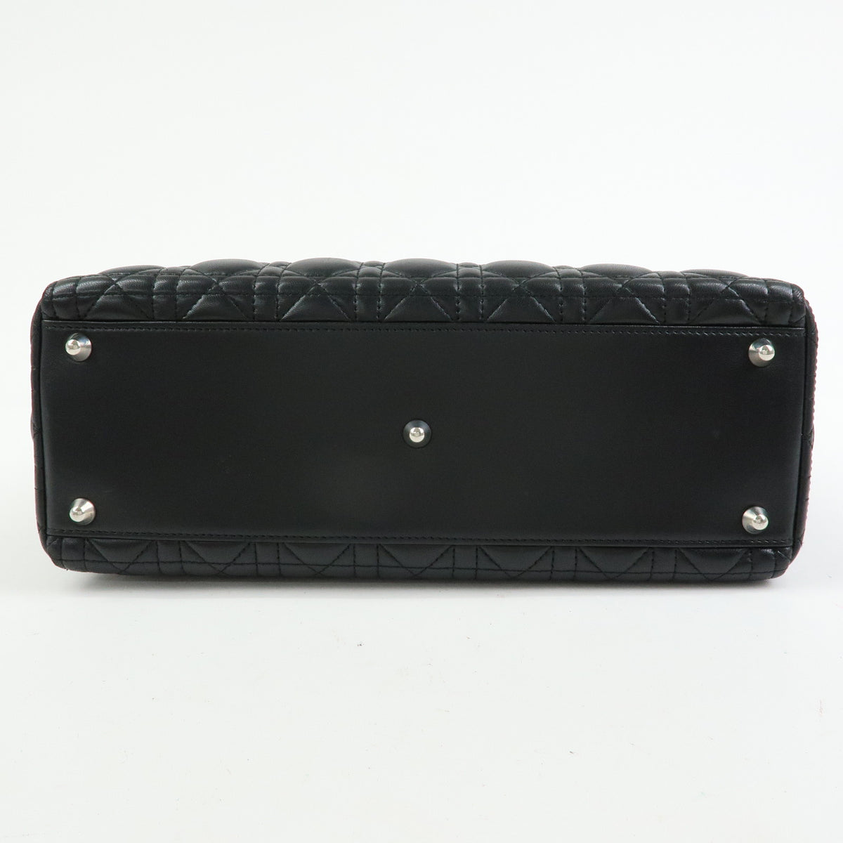 Christian Dior Lady Dior Cannage Lamb Skin Hand Bag Black
