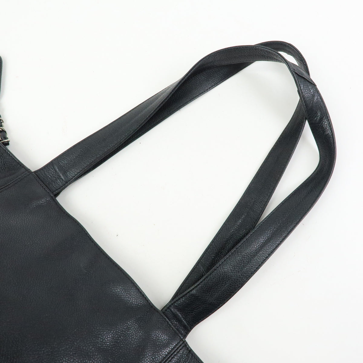 CHANEL COCO Mark Caviarskin Tote Bag Shoulder Bag Black Silver