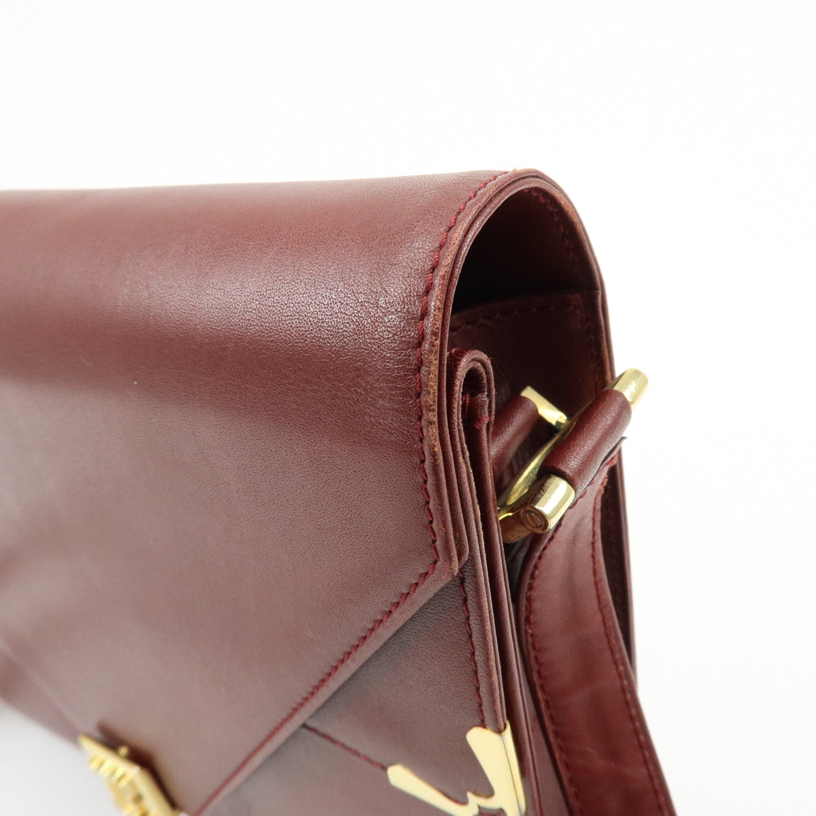 Cartier Must de Cartier Leather Double Flap Shoulder Bag Boudreaux
