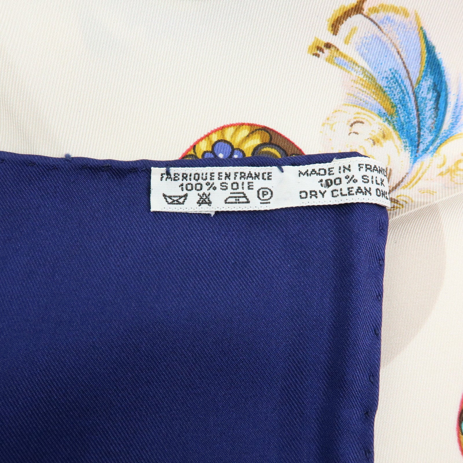 HERMES Carre 90 Silk 100% Scarf COUVEE D HERMES Blue Red White