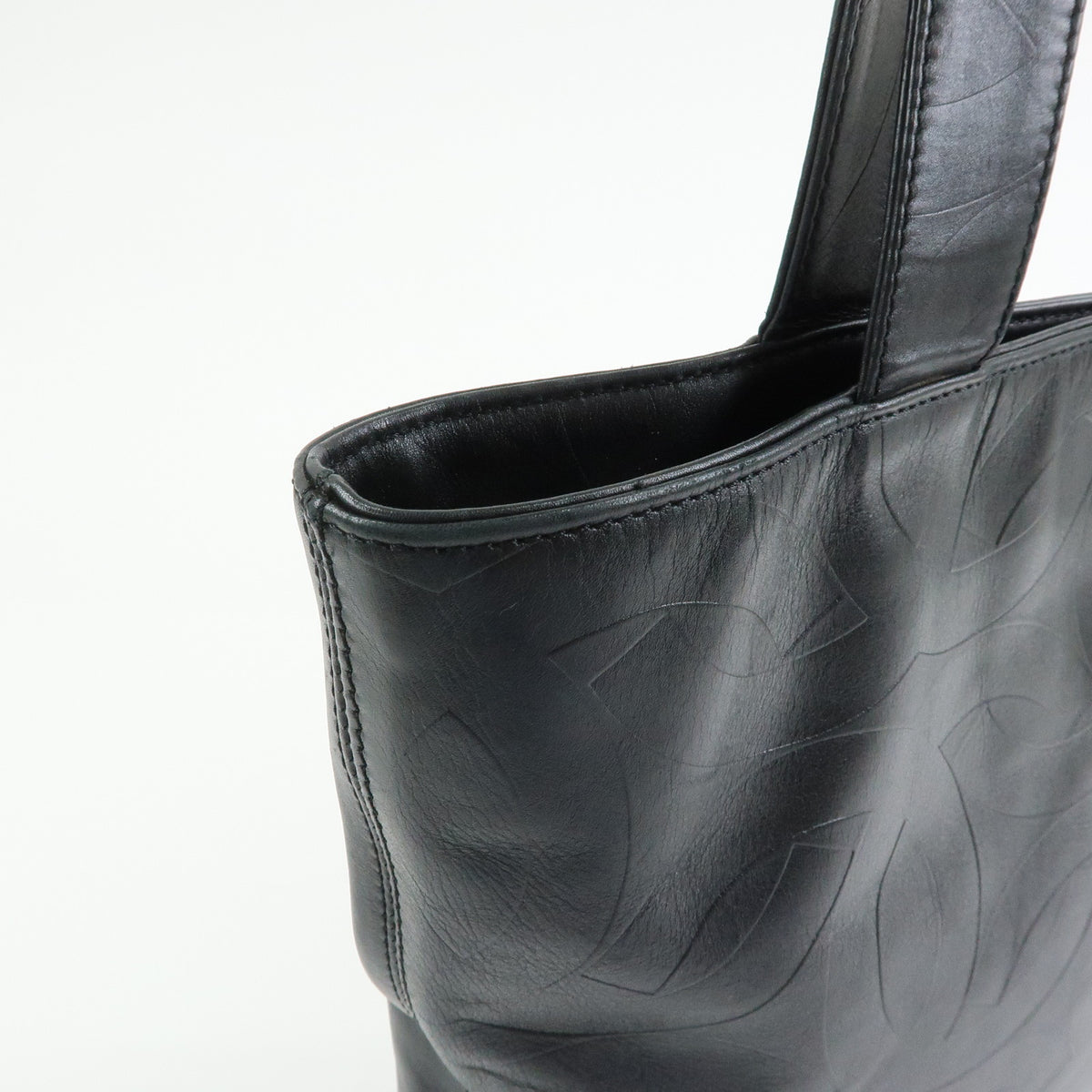 CHANEL COCO Mark Leather Tote Bag Shoulder Bag Black