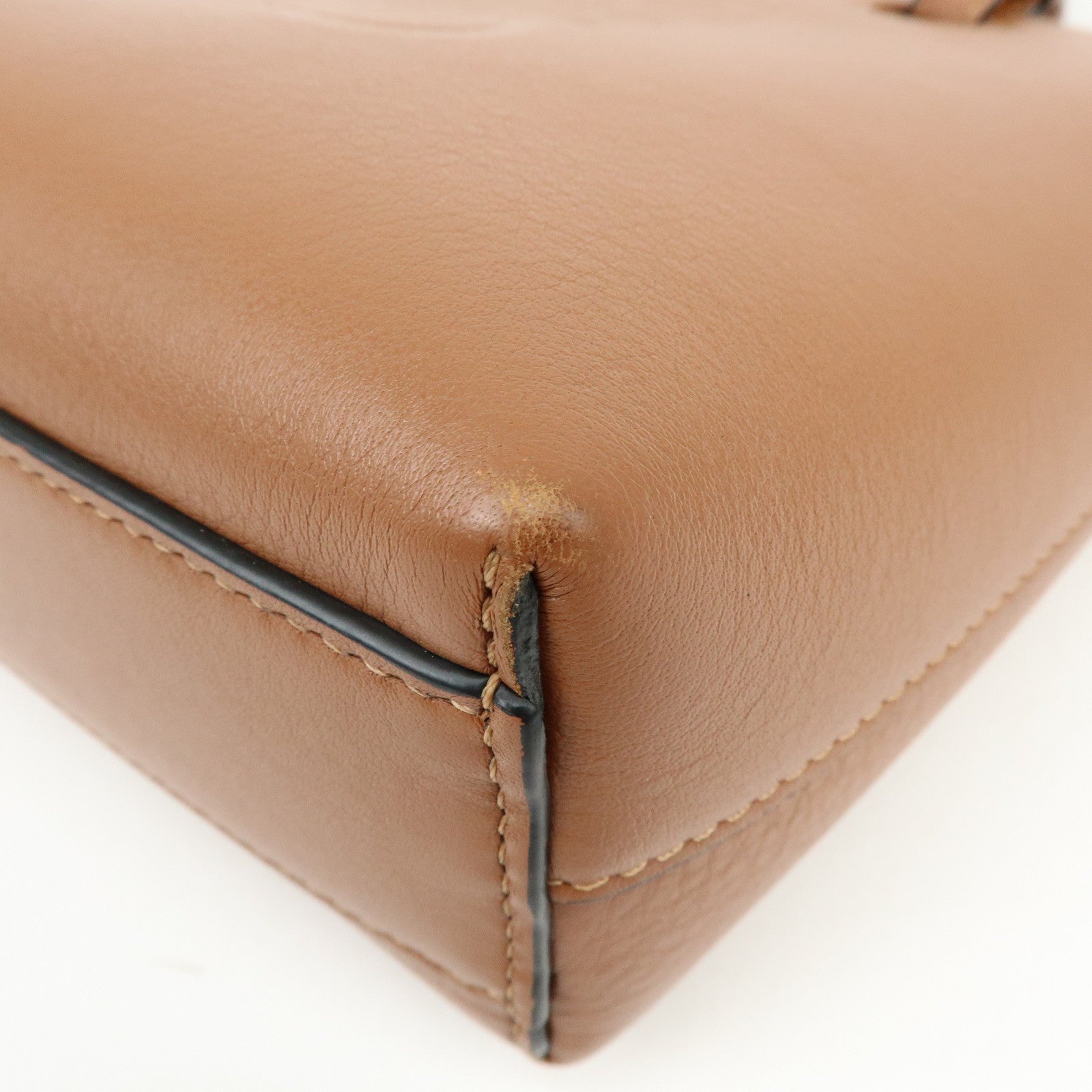 LOEWE Anagram Calf Leather 2Way Bag Hand Bag Shoulder Bag Brown