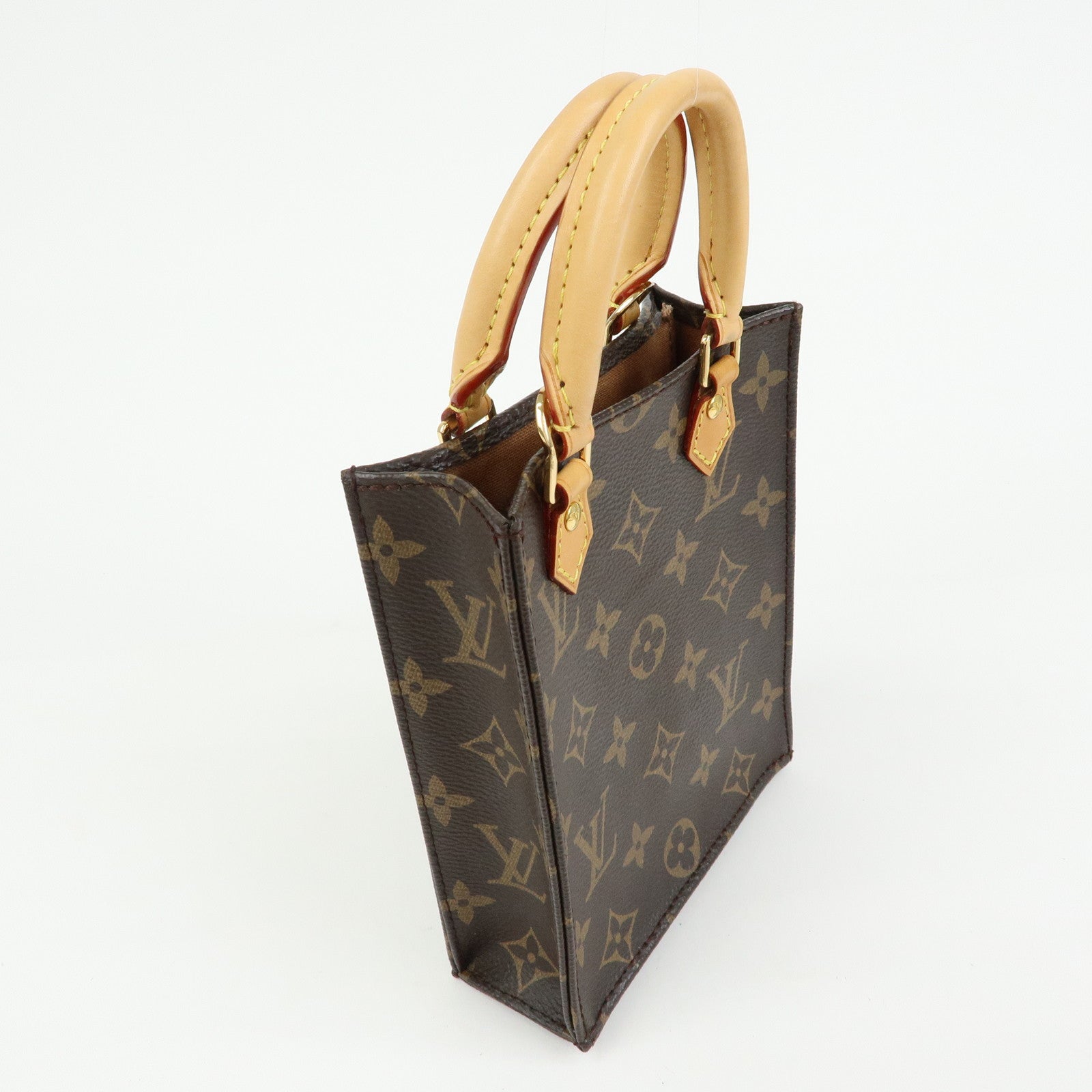 Louis Vuitton Monogram Petit Sac Plat 2Way Shoulder Bag Brown M69442