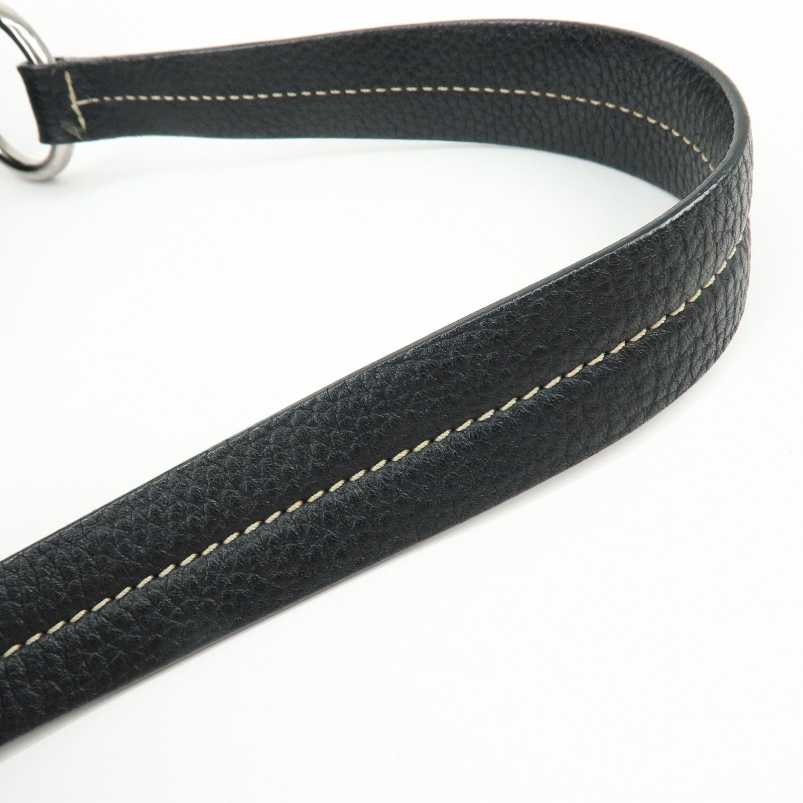 TOD'S Leather Stitched Buckle Hand Bag Shoulder Bag Black