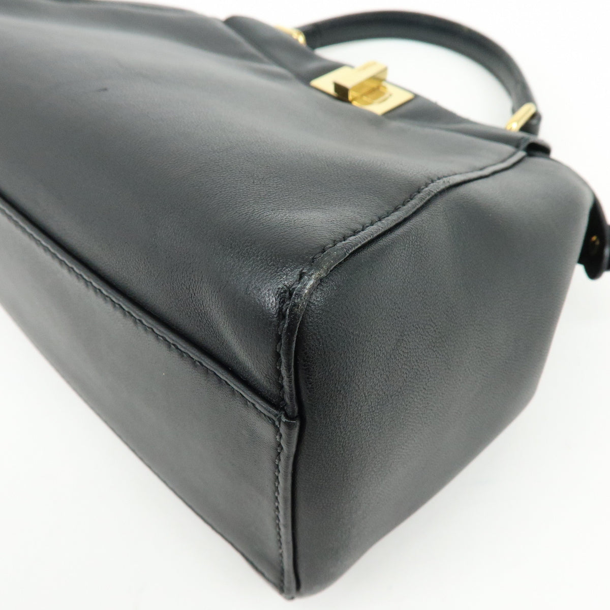 FENDI Peekaboo Mini Leather 2Way Shoulder Bag Hand Bag Black 8BN244