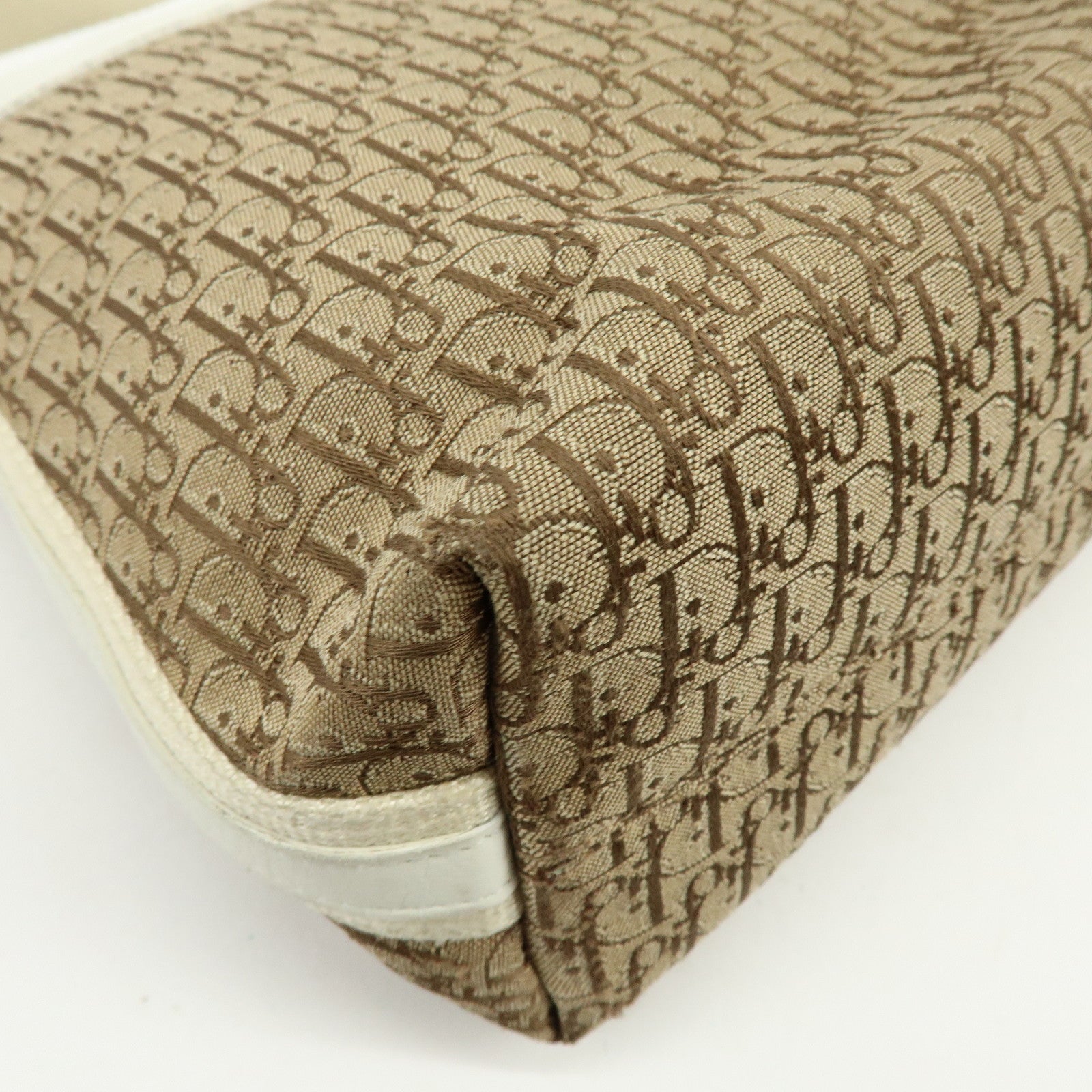 Christian Dior Street Chic Trotter Canvas Leather Shoulder Bag Beige