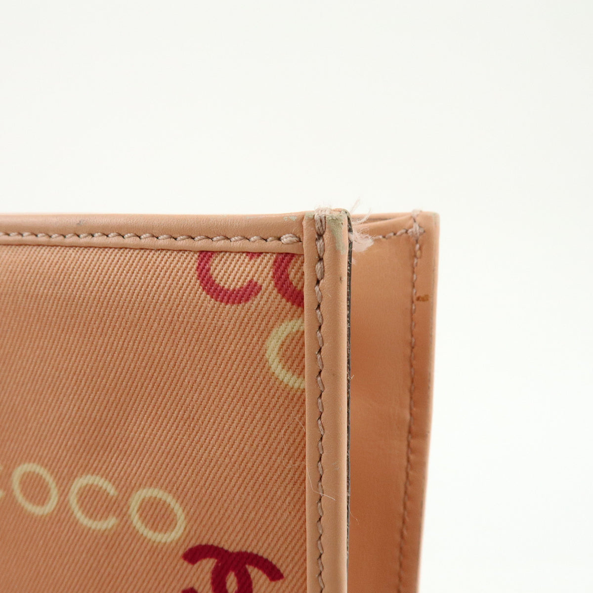 CHANEL COCO Mark Canvas Leather Chain Shoulder Bag Tote Bag Pink Orange