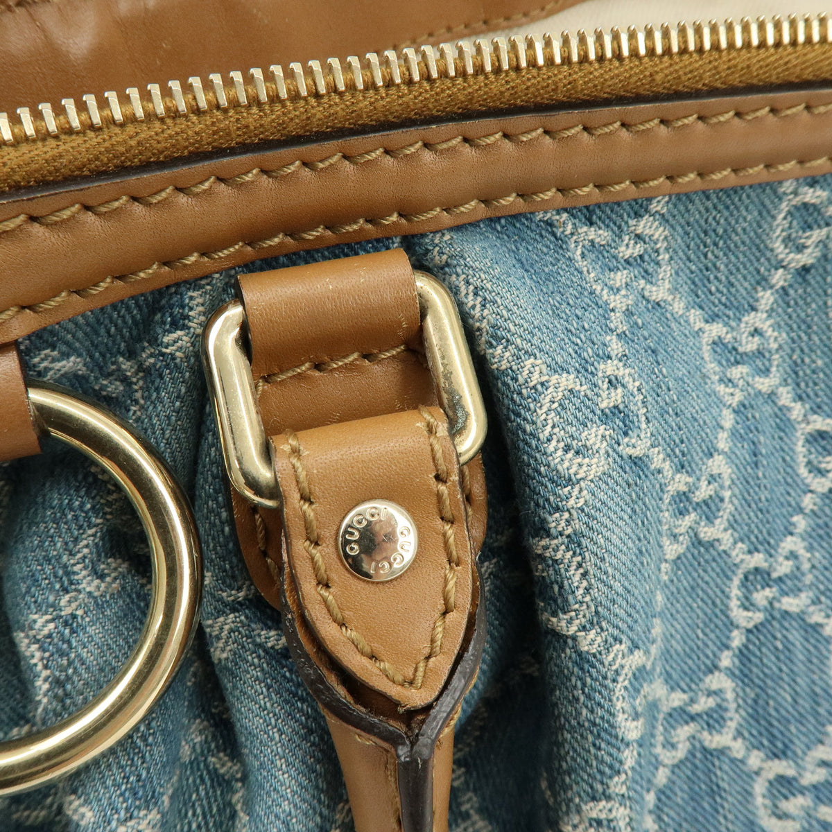 GUCCI Sukey GG Denim Leather 2Way Bag Shoulder Bag Blue 247902