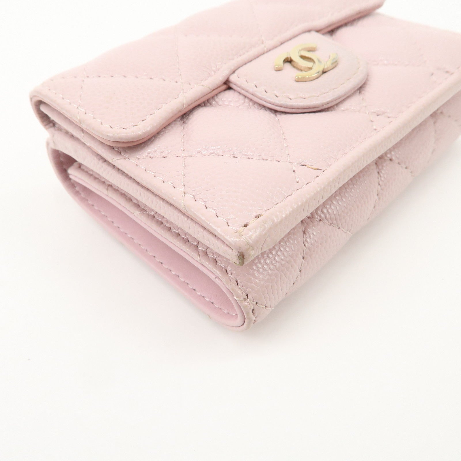 CHANEL Matelasse Caviarskin Classic Small Flap Wallet AP0230 Used