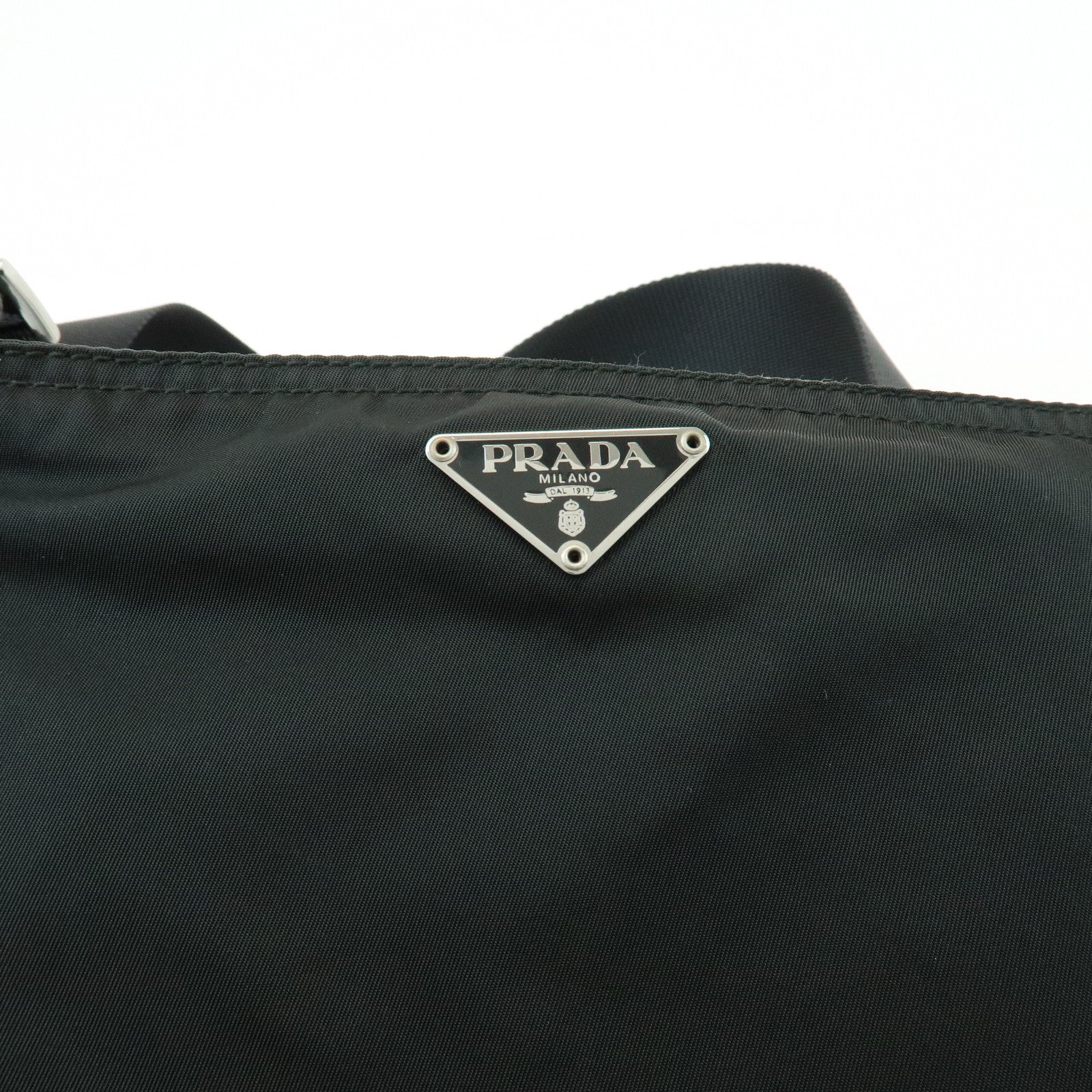 PRADA Triangle Logo Nylon Leather Shoulder Bag Crossbody Bag Black