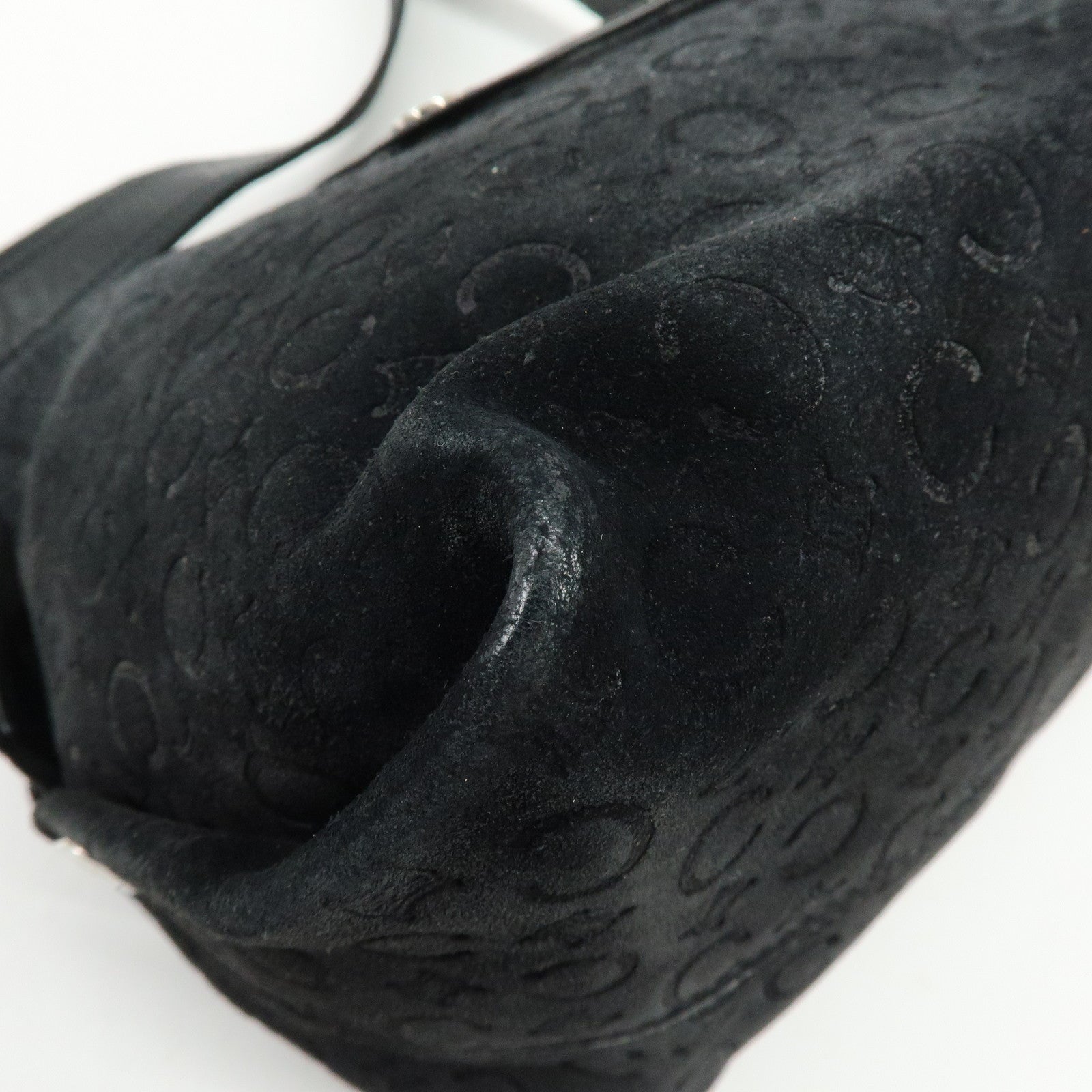 CELINE C Macadam Suede Leather Shoulder Crossbody Bag Black