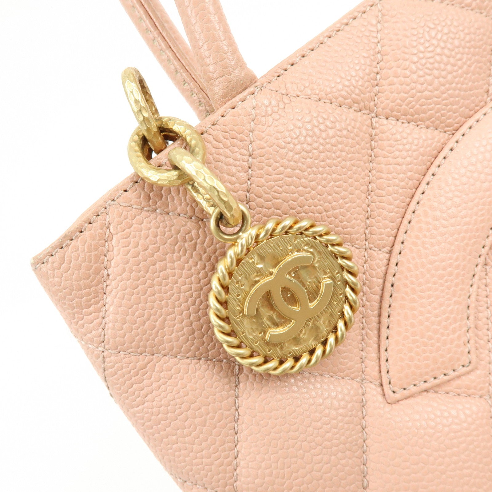 CHANEL Medallion Matelasse COCO Mark Caviar Skin Tote Bag A01804