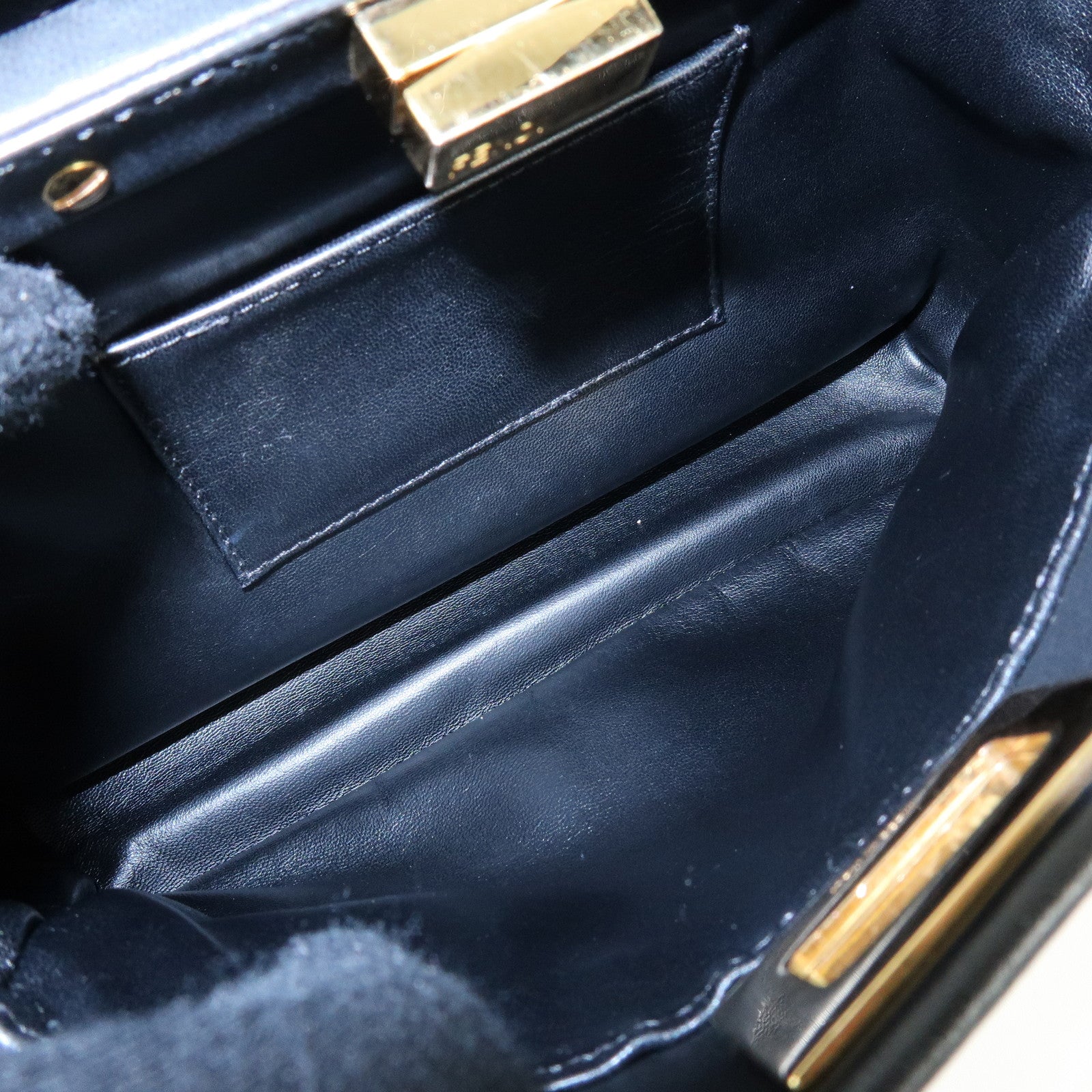 FENDI Peekaboo Mini Leather 2Way Hand Bag Shoulder Bag Black 8BN244