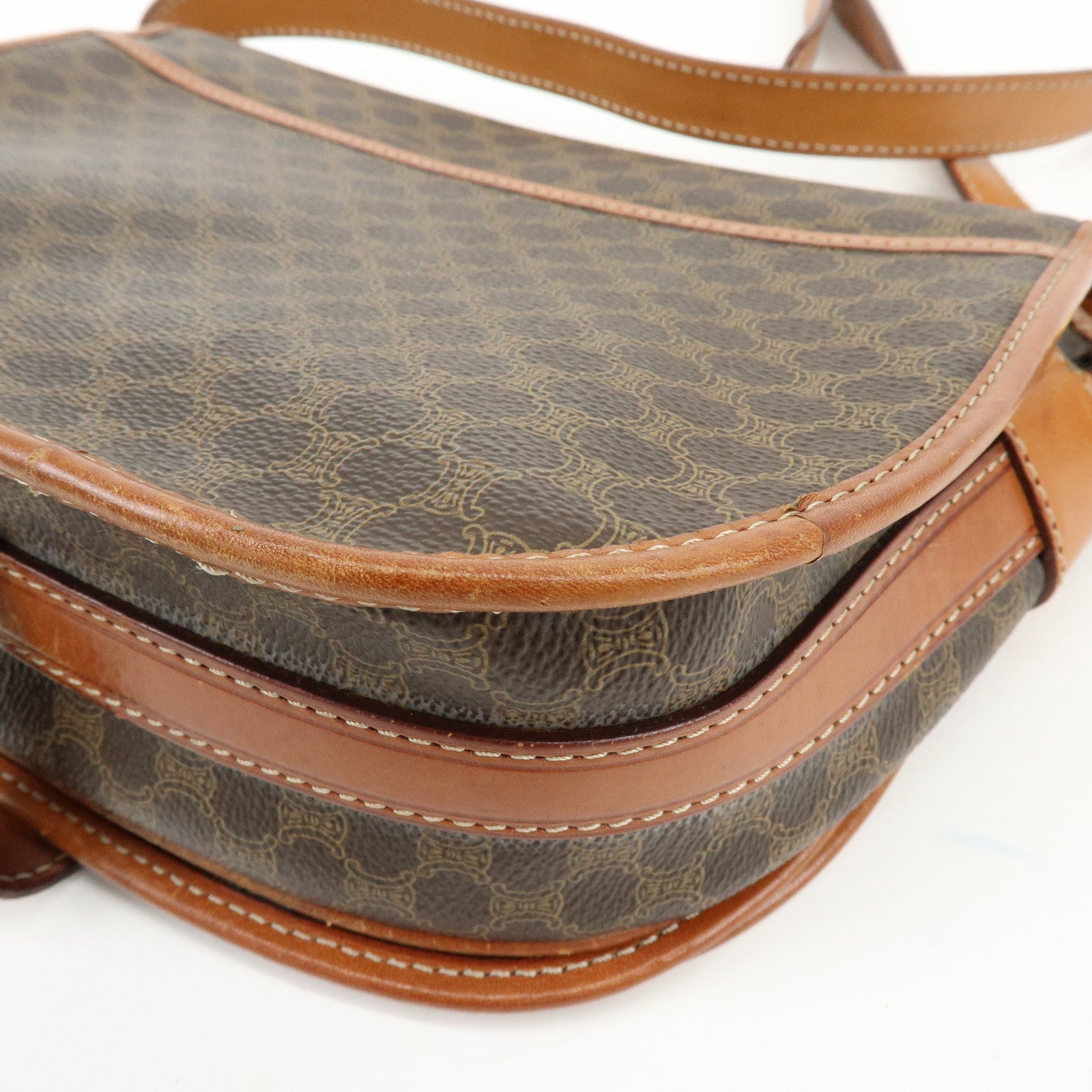 CELINE Macadam Canvas Leather Shoulder Bag Crossbody Bag Brown