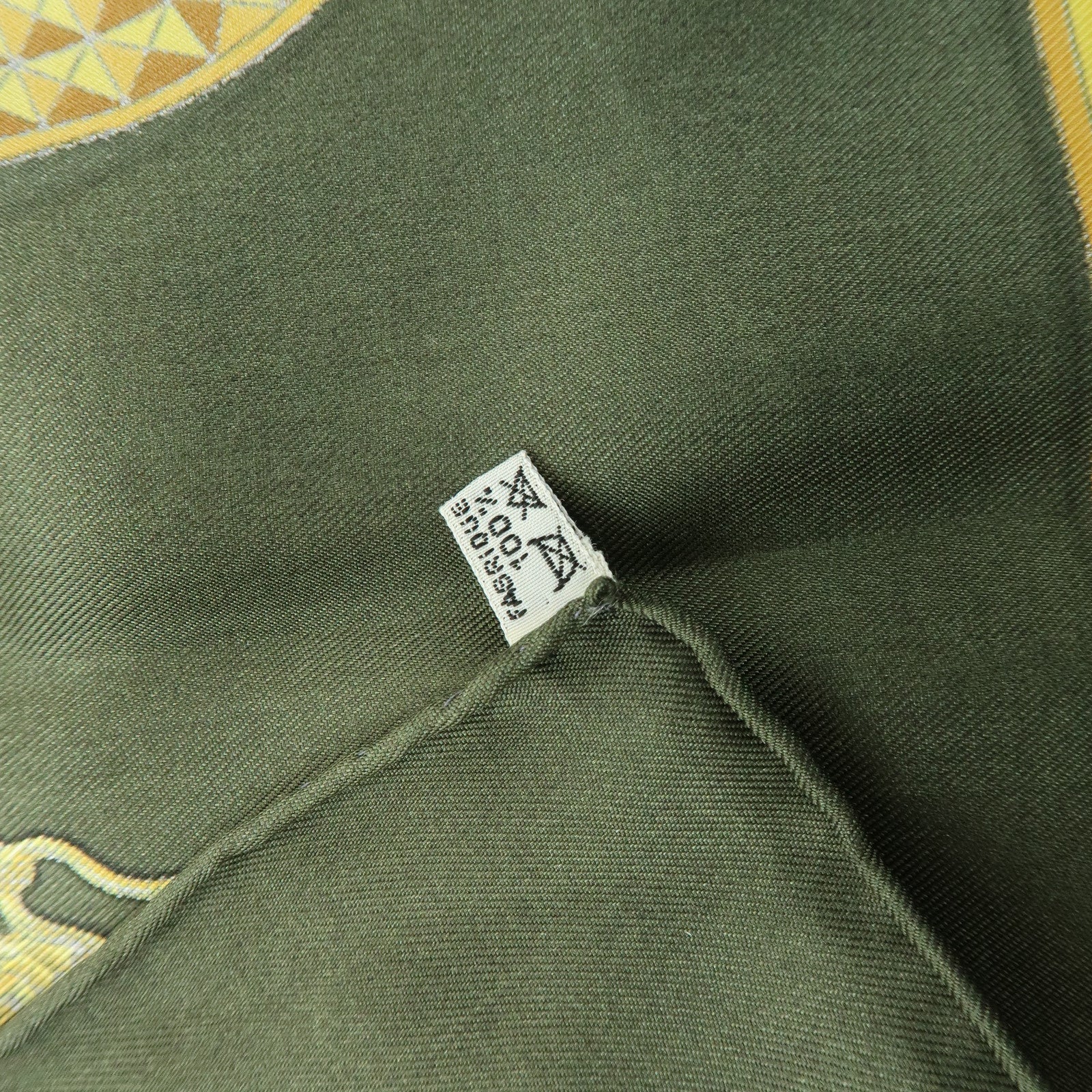 HERMES Carre 90 Silk 100% Scarf GRAND APPARAT Khaki Gold Green