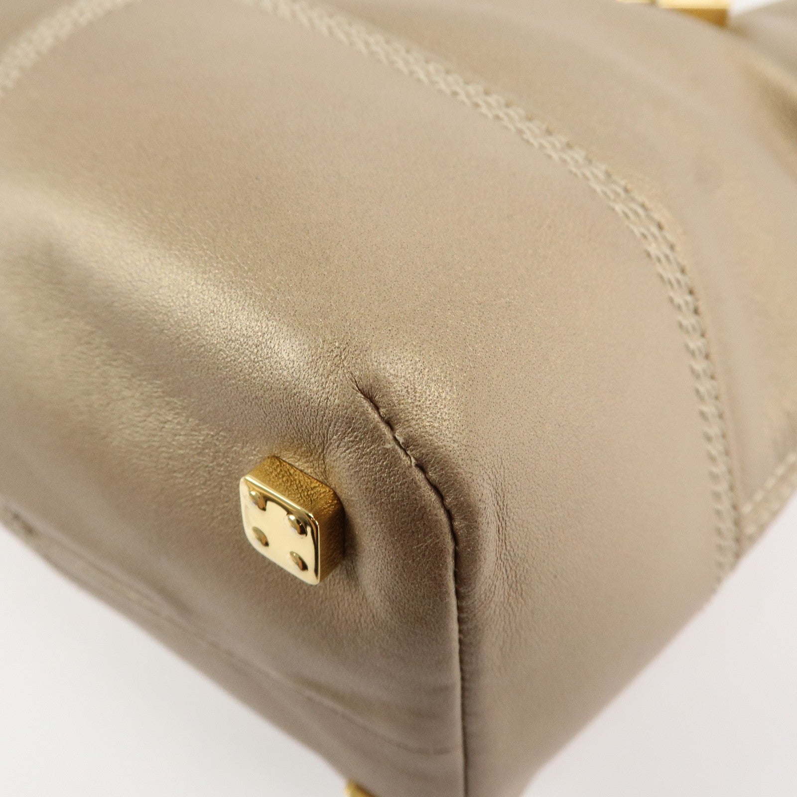 LOEWE Amazona Anagram Leather Fusta Tote Bag Hand Bag Beige Used