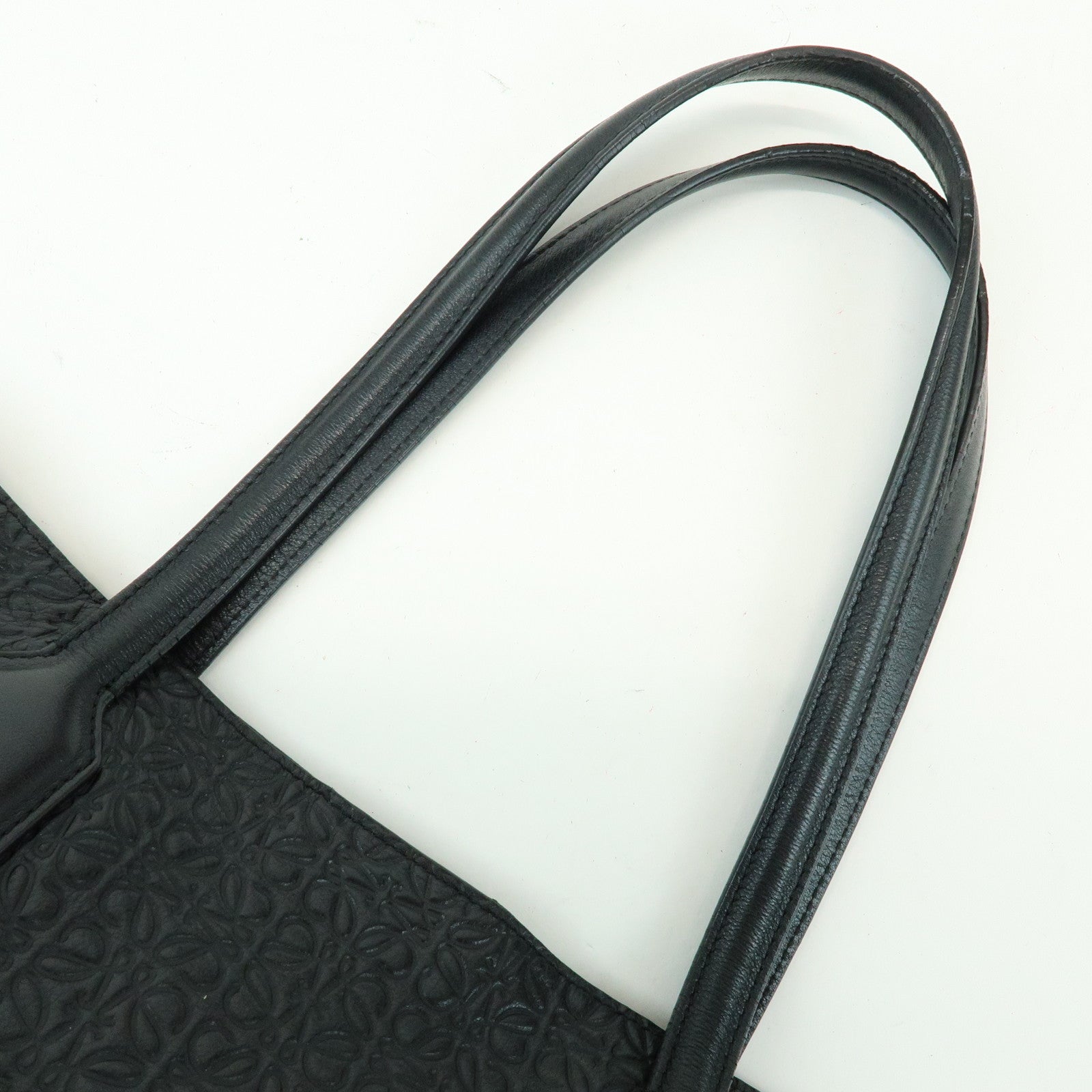 LOEWE Repeat Anagram Calf Leather T Shopper Tote Bag Shoulder Bag Black