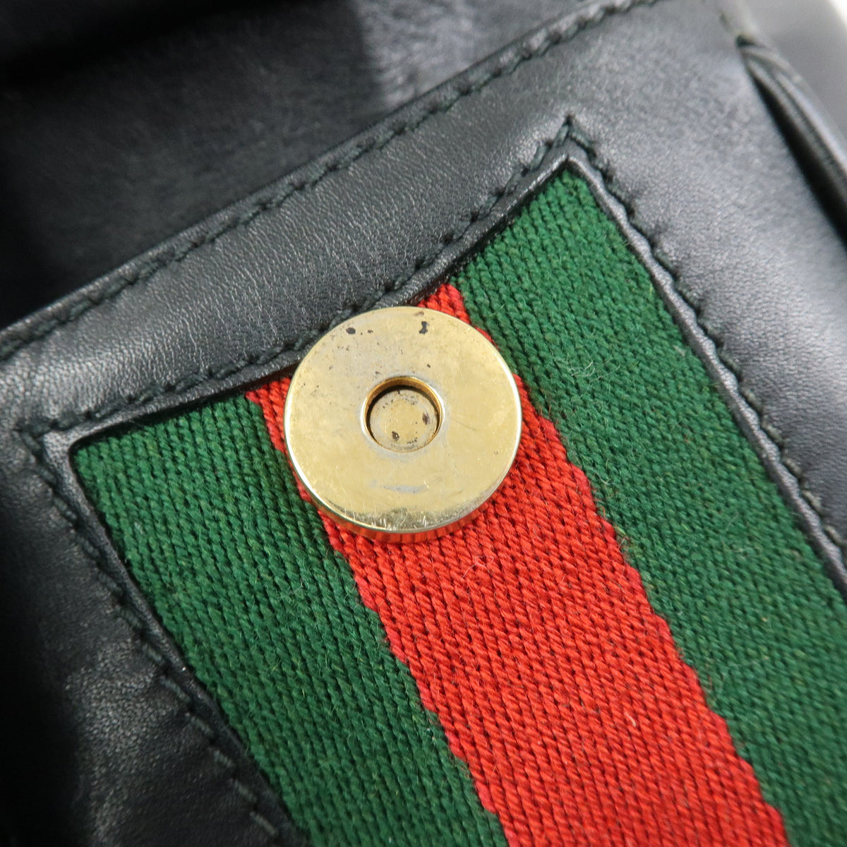 GUCCI Bamboo Sherry Leather Backpack Rucksack Black 003・2058・0044
