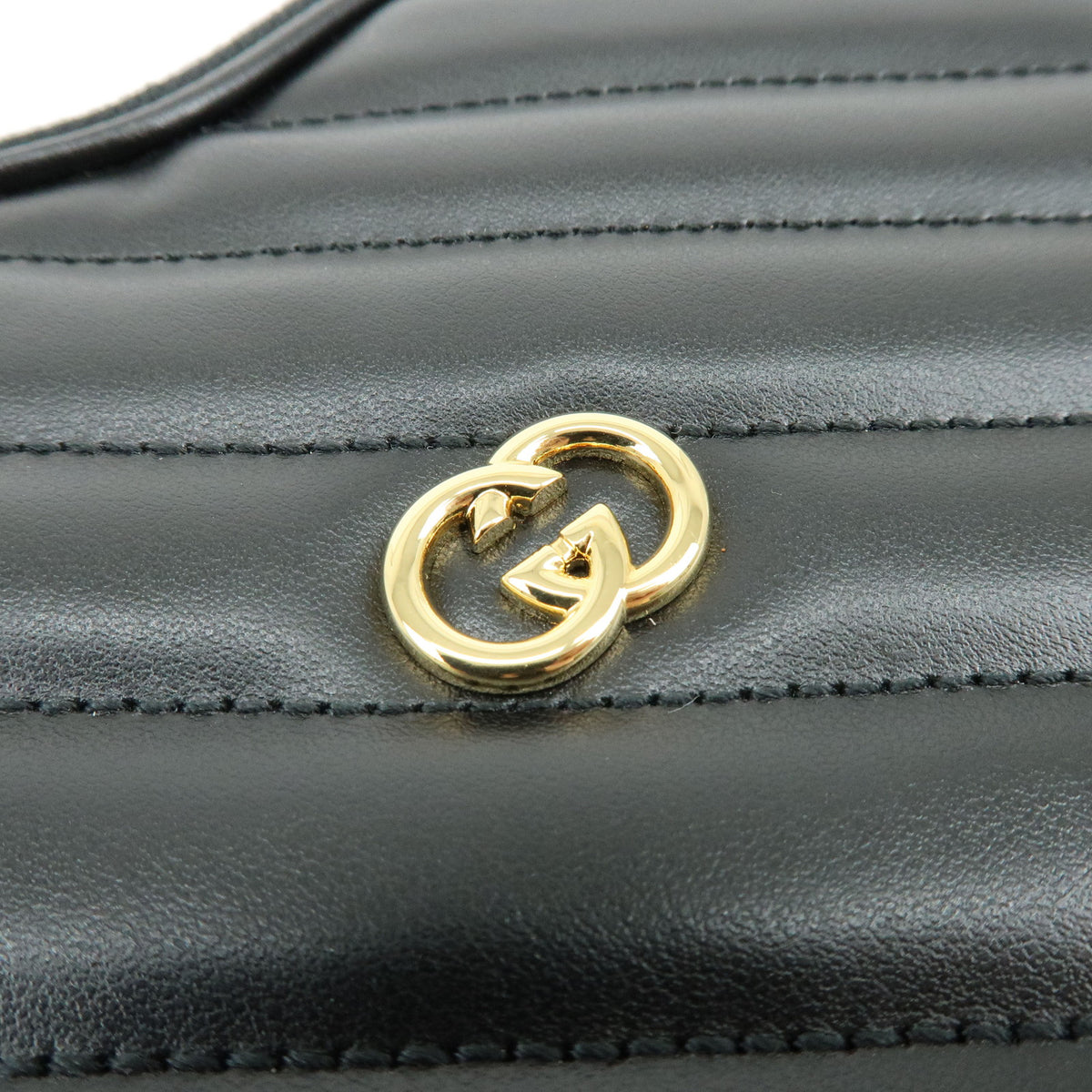 GUCCI Interlocking G Leather Shoulder Bag Crossbody Bag Black 751628