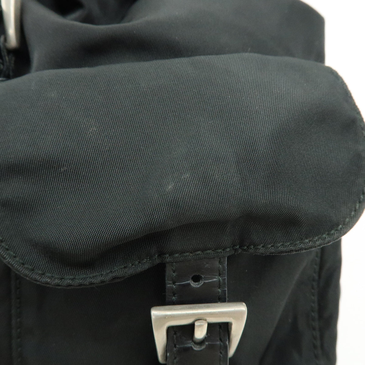 PRADA Triangle Logo Nylon Leather Backpack Rucksack Black