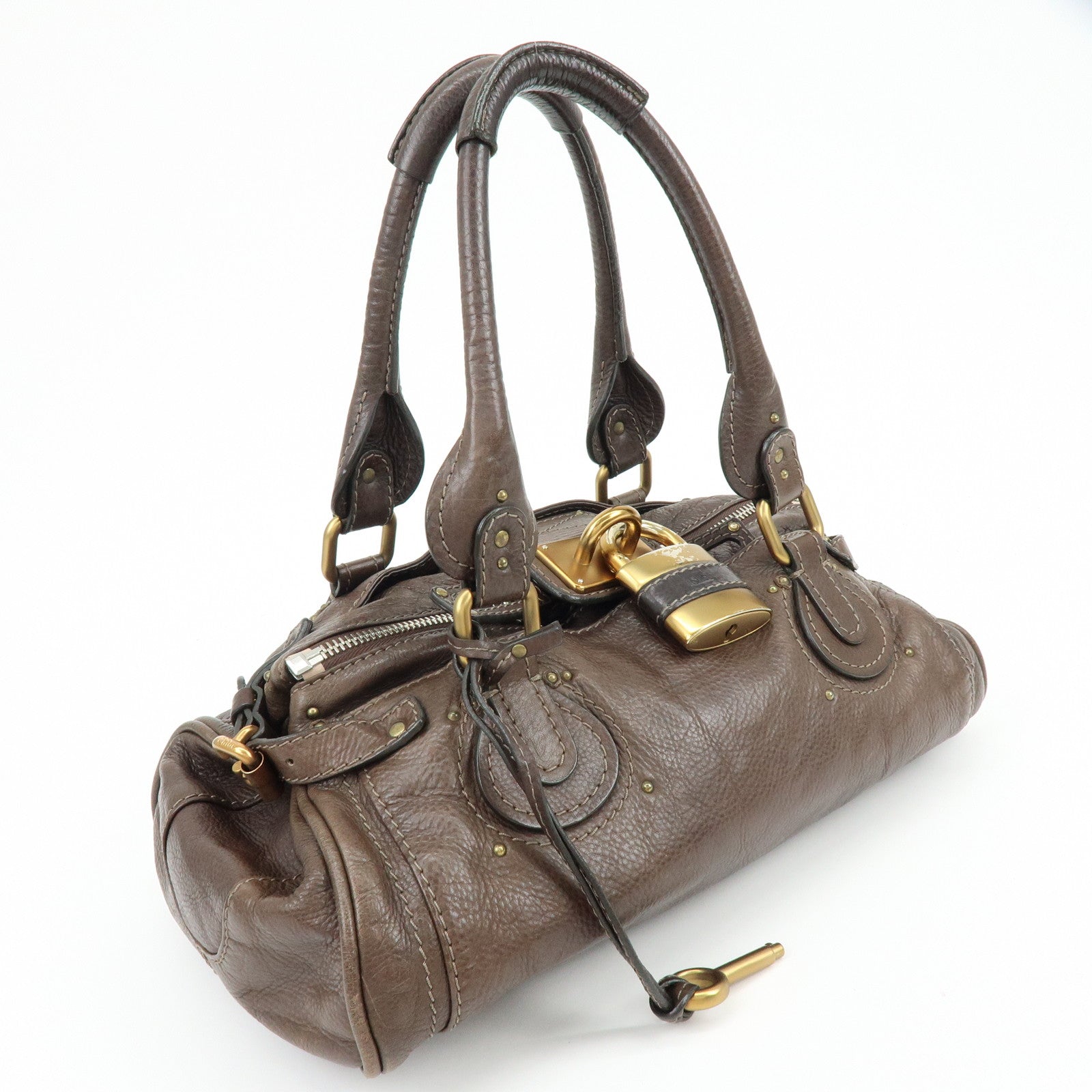 Chloe Paddington Leather Hand Bag Shoulder Bag Dark Brown