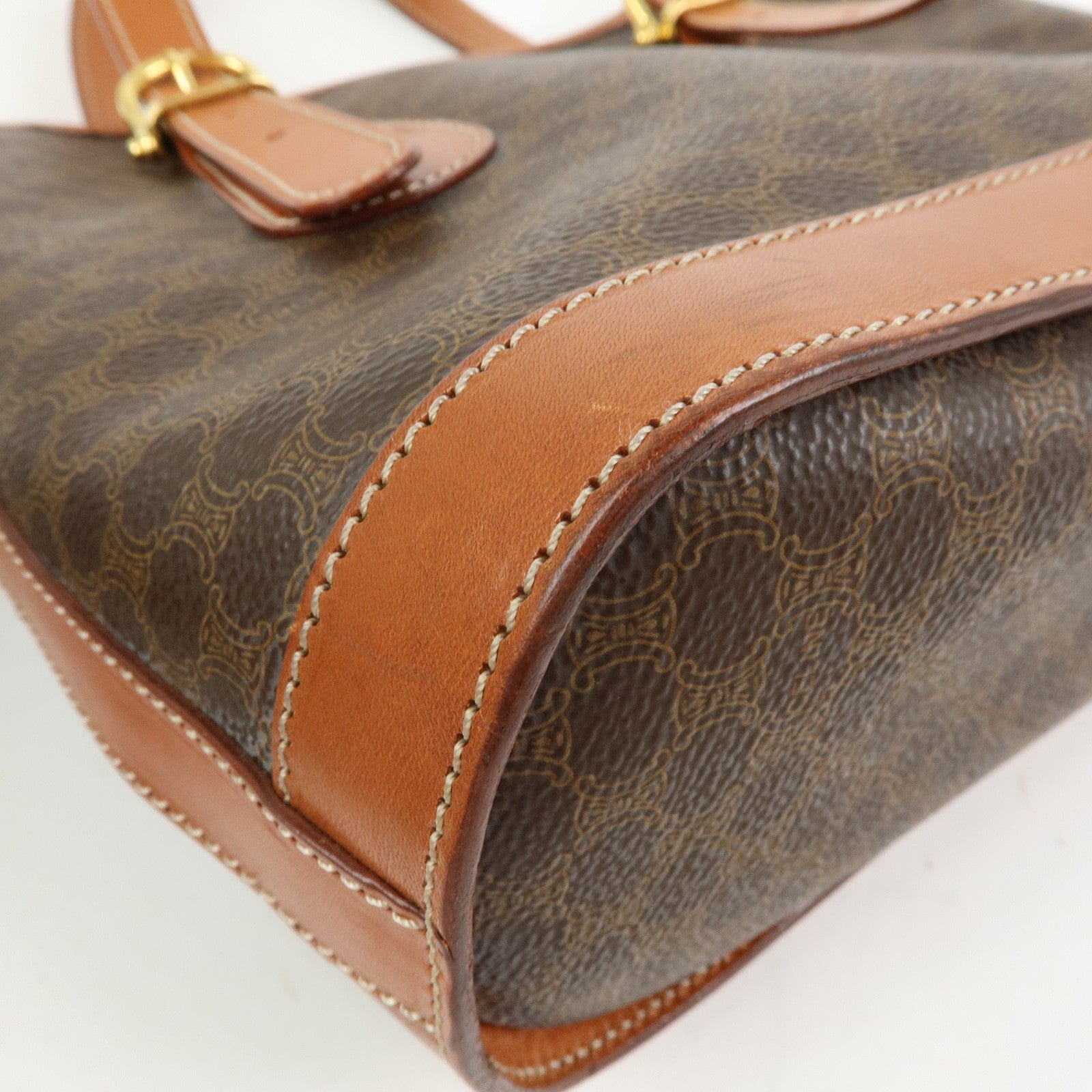 CELINE Macadam PVC Leather Tote Bag Hand Bag Shoulder Bag Brown