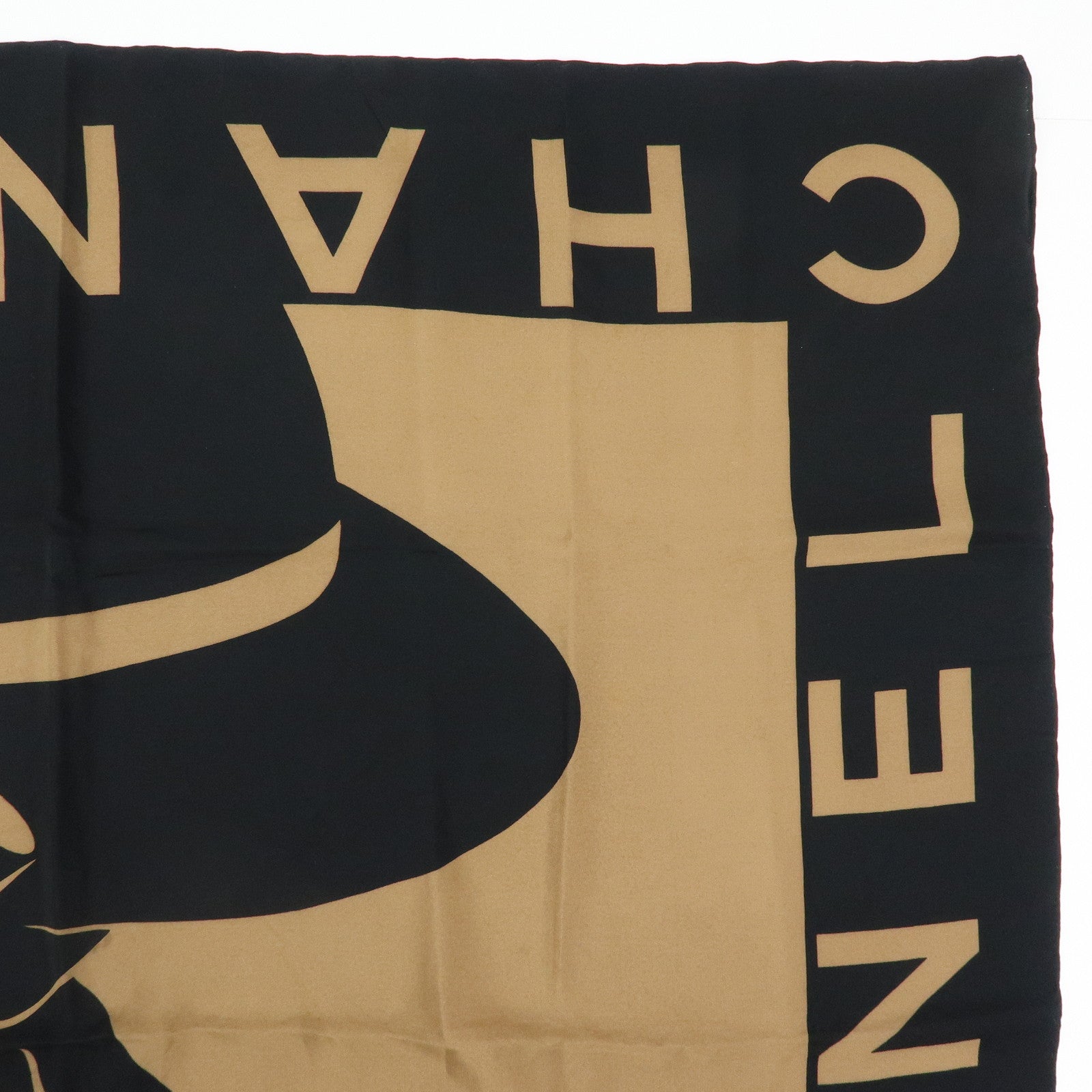CHANEL Silk 100% Scarf Pearl Jewelry Brown Black Gold Multicolor