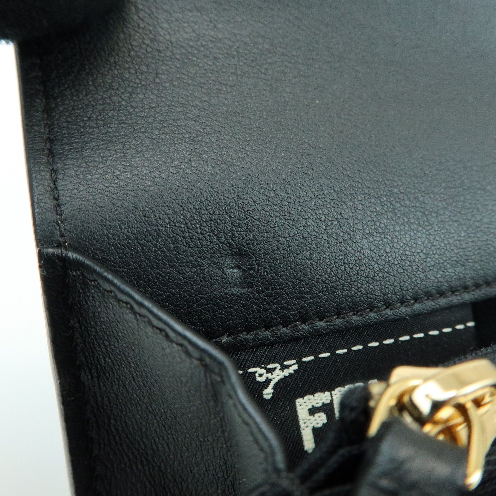 FENDI Peekaboo Leather Long Wallet Continental Wallet Black 8M0308