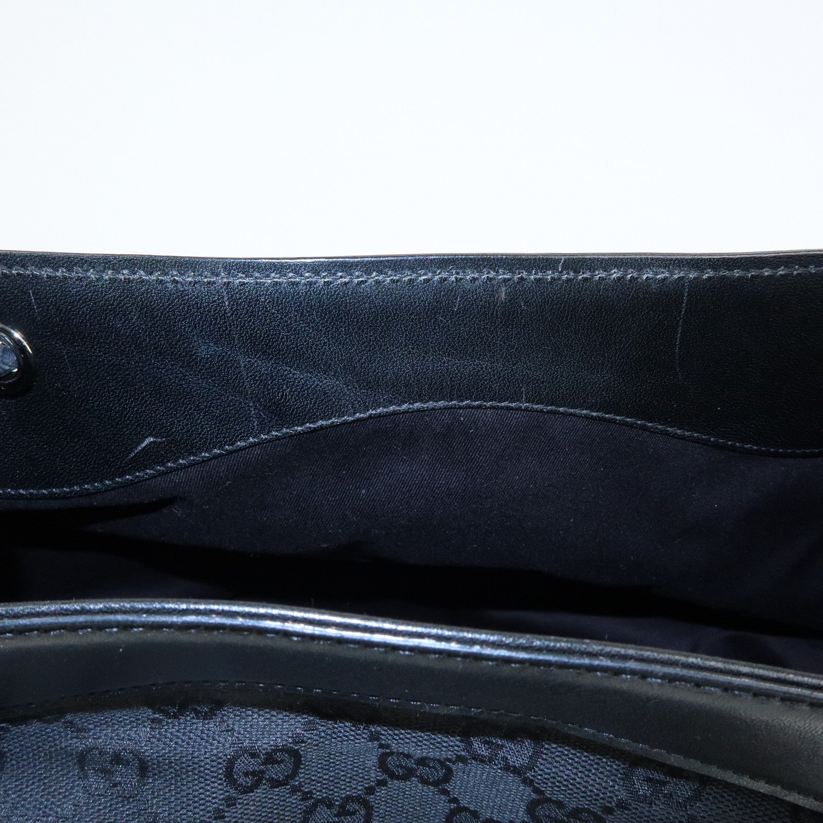 GUCCI GG Canvas Leather Shoulder Bag Tote Bag Black 109141