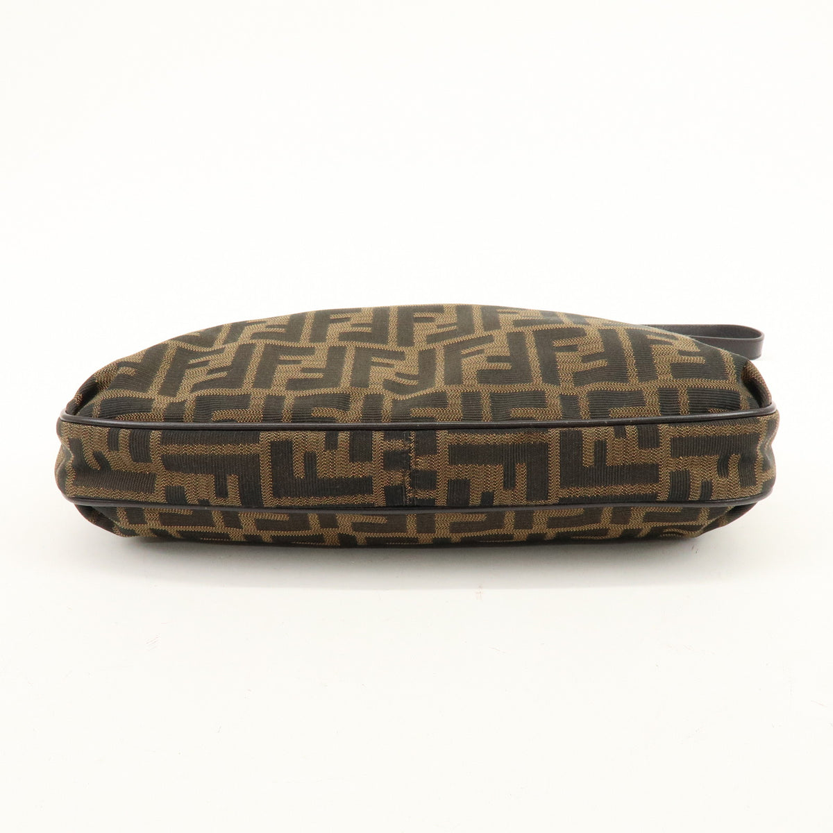 FENDI Zucca Canvas Leather Shoulder Bag Brown Black 8BT190