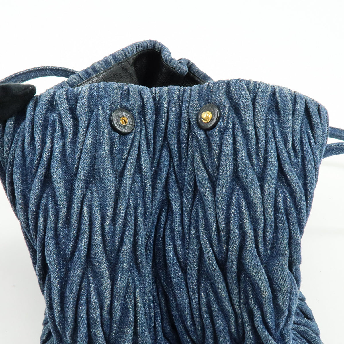 MIU MIU Logo Matelasse Denim Shoulder Bag Tote Bag Blue