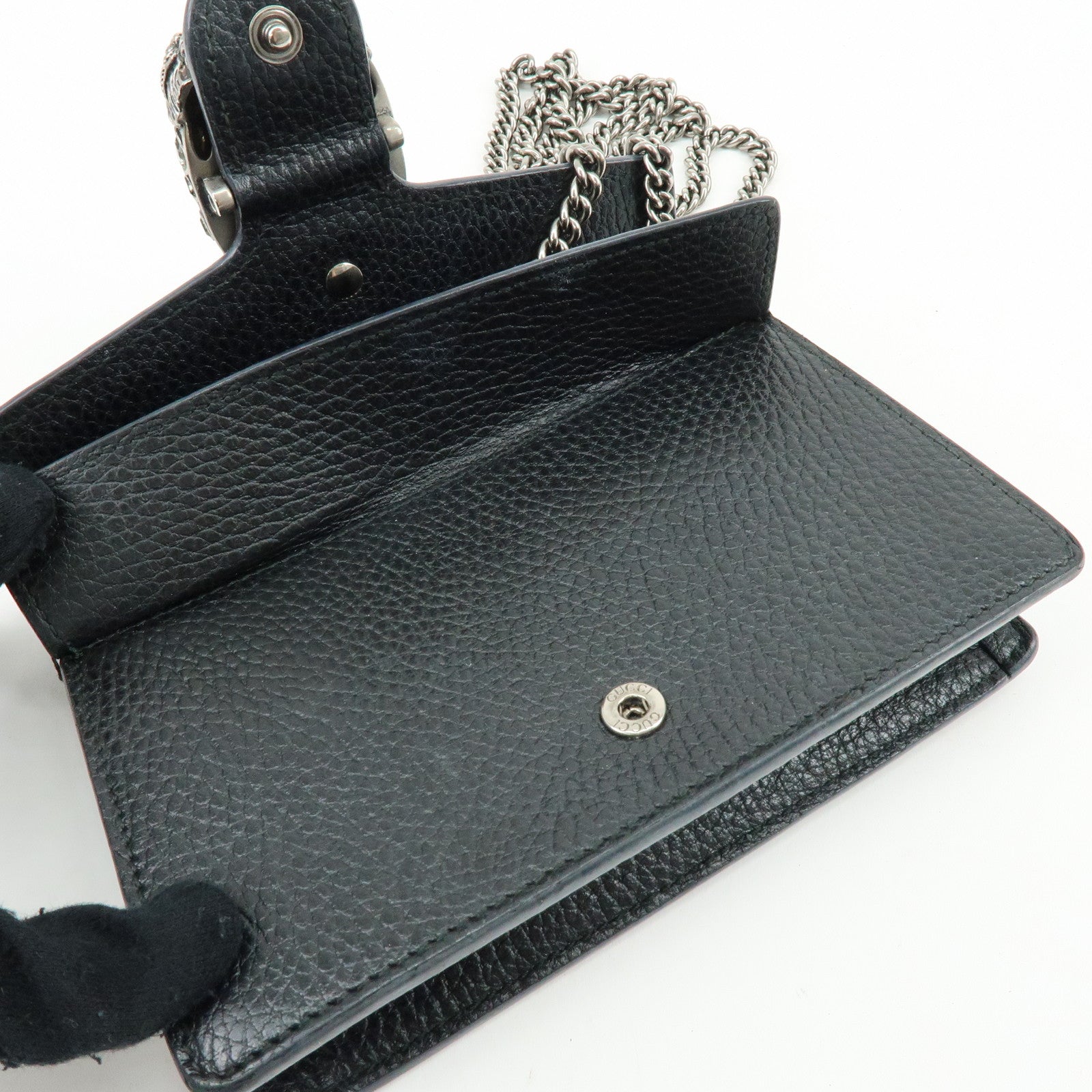 GUCCI Dionysus Super Mini Bag Leather Chain Shoulder Bag Black