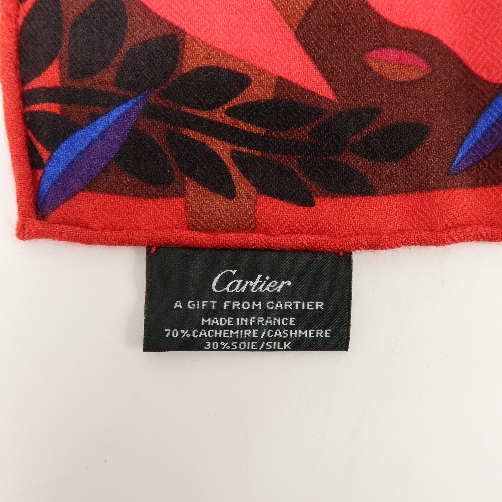 Cartier Cashmere Silk Scarf Stole Brown Purple Blue Black Coral