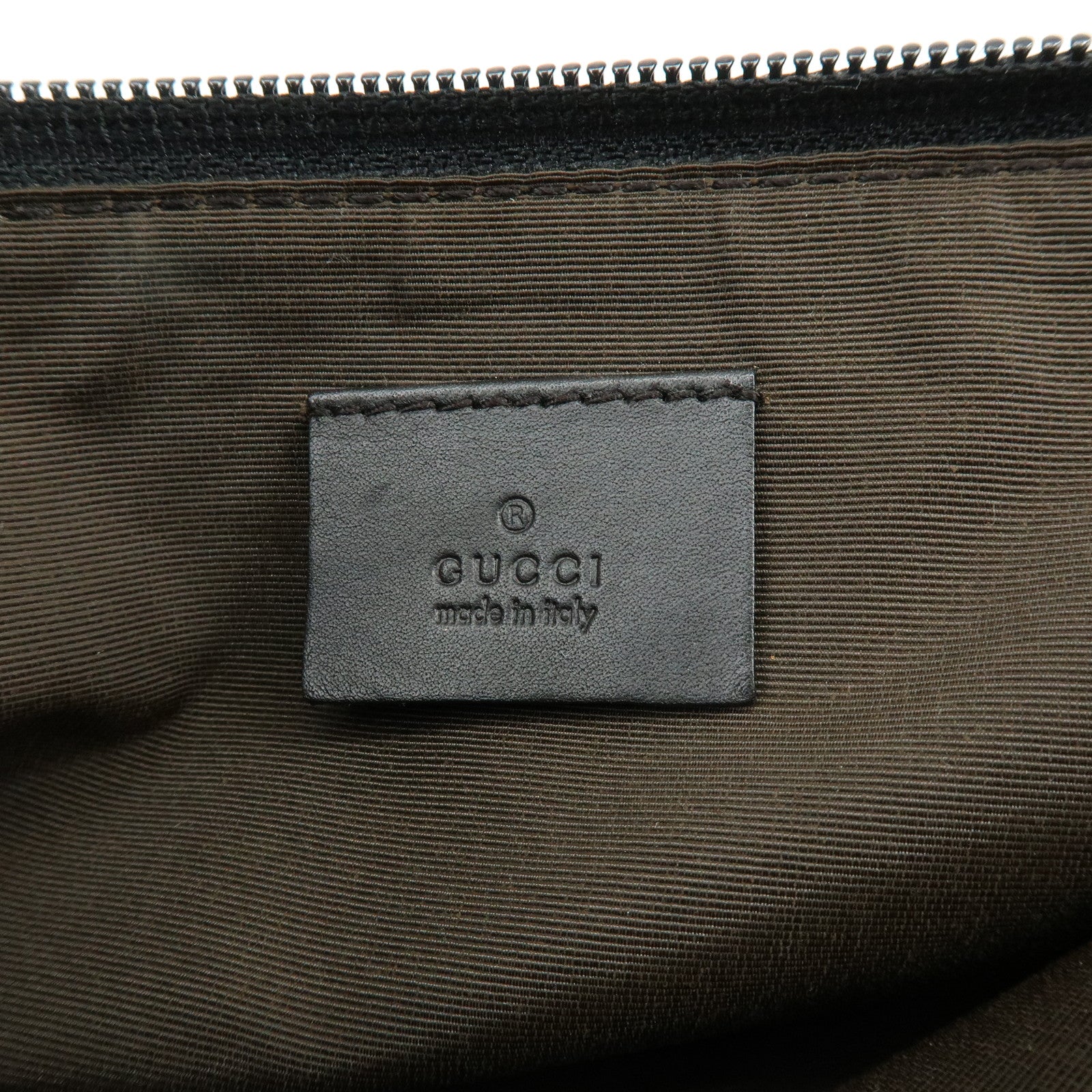 GUCCI Boat Bag GG Canvas Hand Bag Accessory Pouch Dark Brown 07198
