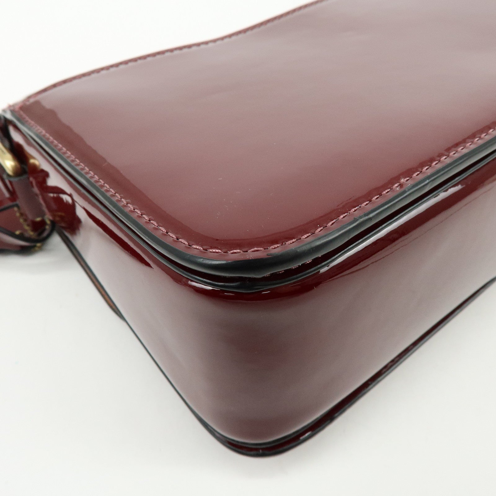 COACH Studio Signature C Patent Leather Shoulder Bag Bordeaux