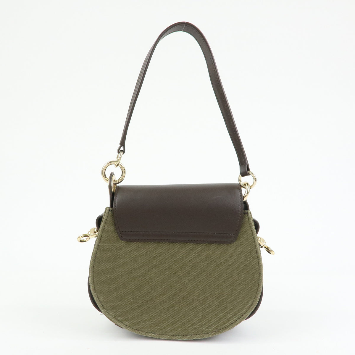 Chloe Tess Small Canvas Leather 2Way Bag Hand Bag Brown Green