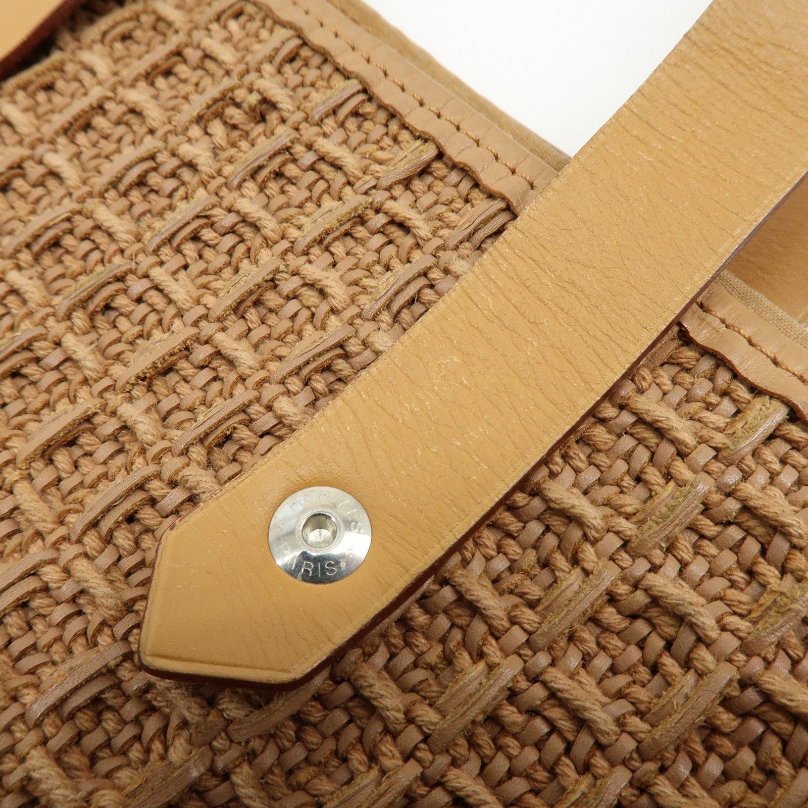 HERMES Amedaba Diago GM Canvas Leather Tote Bag Hand Bag Marron Brown