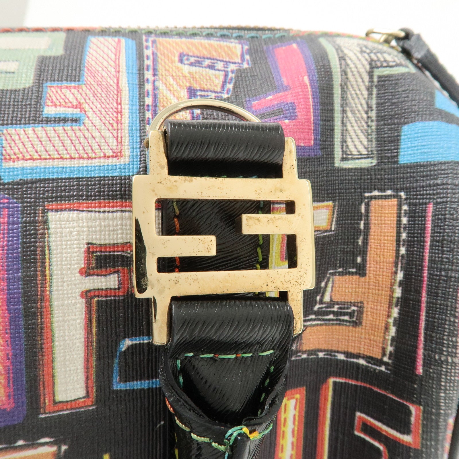 FENDI Zucca PVC Leather Mini Boston Bag Hand Bag Multi Color 8BL068 Used