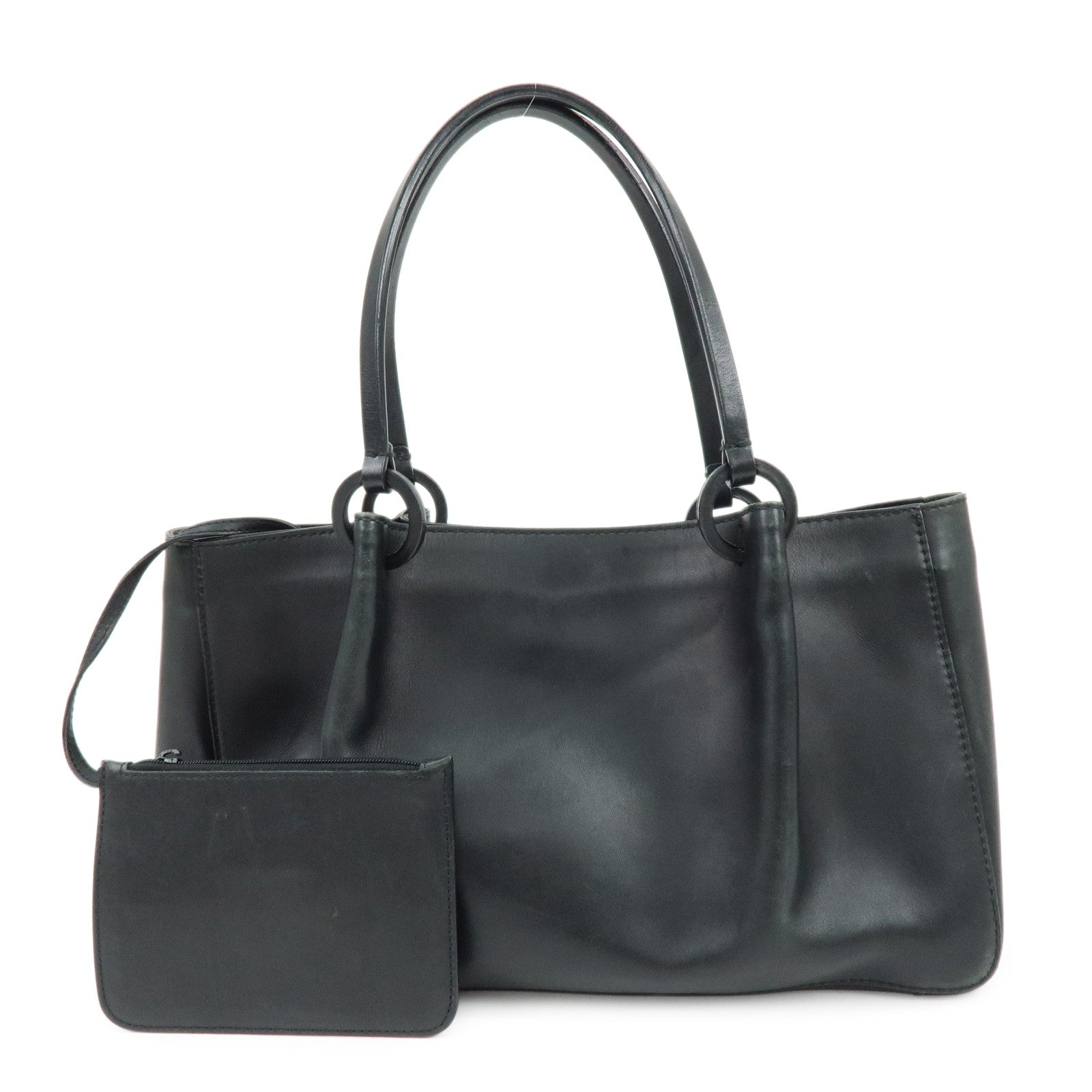 GUCCI Leather Tote Bag Shoulder Bag Hand Bag Black 94898