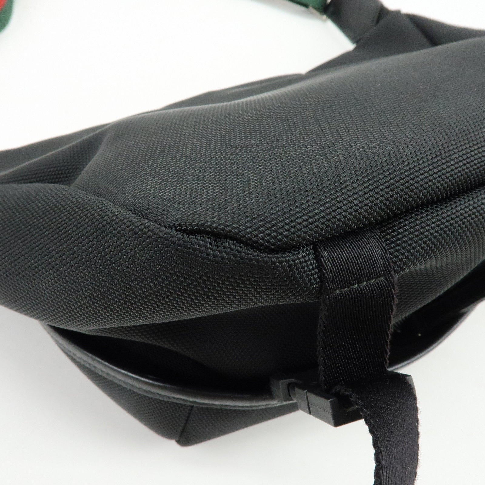 GUCCI Sherry Canavas Leather Waist Pouch Body Bag Black 353409